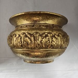 VINTAGE WALL POCKET PLANTER Shiny Gold Homco Home Interior 6.5” H x 9” L x 4” W